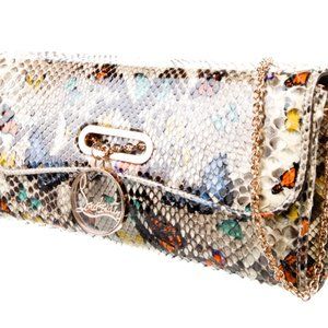 CHRISTIAN LOUBOUTIN PYTHON SNAKESKIN CLUTCH / SHOULDER BAG